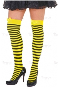 Stockings black and yellow striped