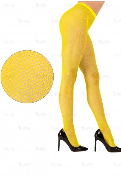 Neon Yellow Fishnet Pantyhose 1