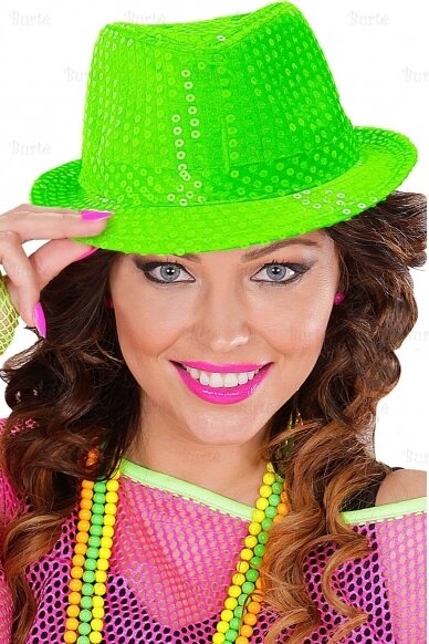 Disko skrybėlė, žalia (neoninė) 1