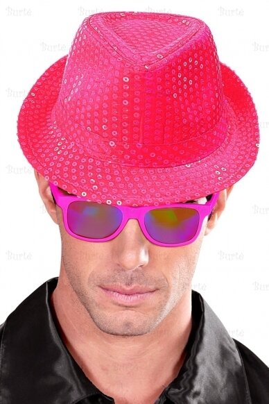 Disko skrybėlė, rožinė (neoninė) 1