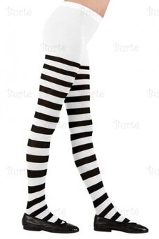 White/black striped pantyhose