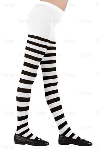 White/black striped pantyhose