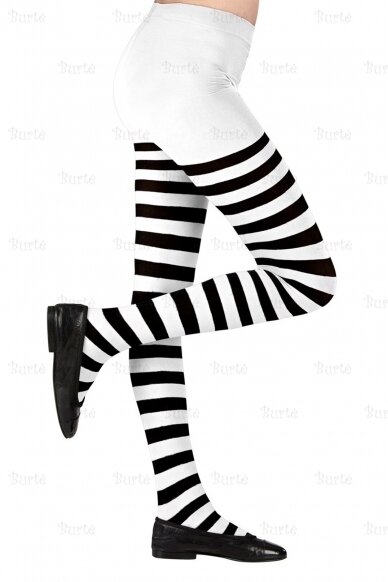 White/black striped pantyhose 1