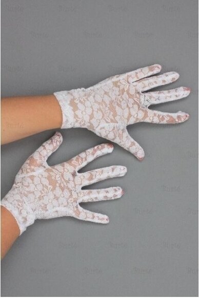 Гипюровые перчатки, белые 1