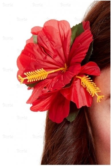 Havajietiška gėlė į plaukus (raudona)