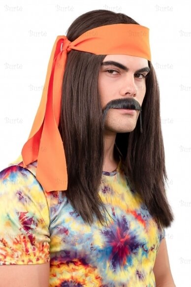 Mens 60s 1960s Hippie Hippy Kit Peace Love 70s Wig Tash Specs Costume 1970s  Set | eBay