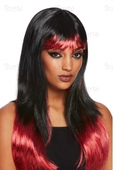 Bleeding Dip Dye Wig, Black & Red