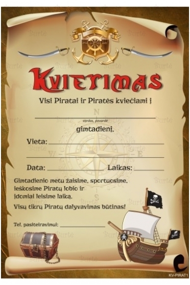 Kvietimas į piratų gimtadienį