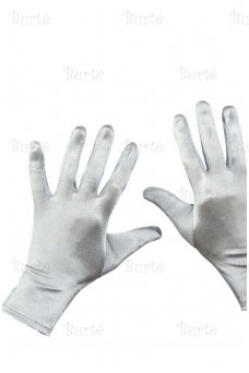 Satin gloves, short siver
