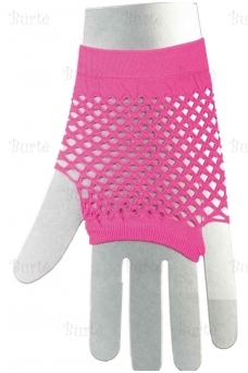 Net gloves, fingerless, short neon pink
